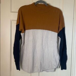 Madewell Sweater Women’s Small Colorblock Cream Mustard Mock Neck Alpaca Blend